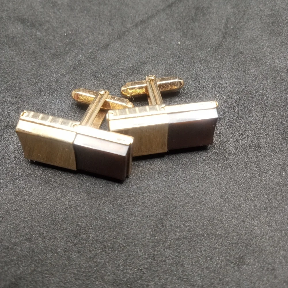 Vintage Cufflinks Green And Brown Adjustable Gold Tone By Kreisler Craft USA